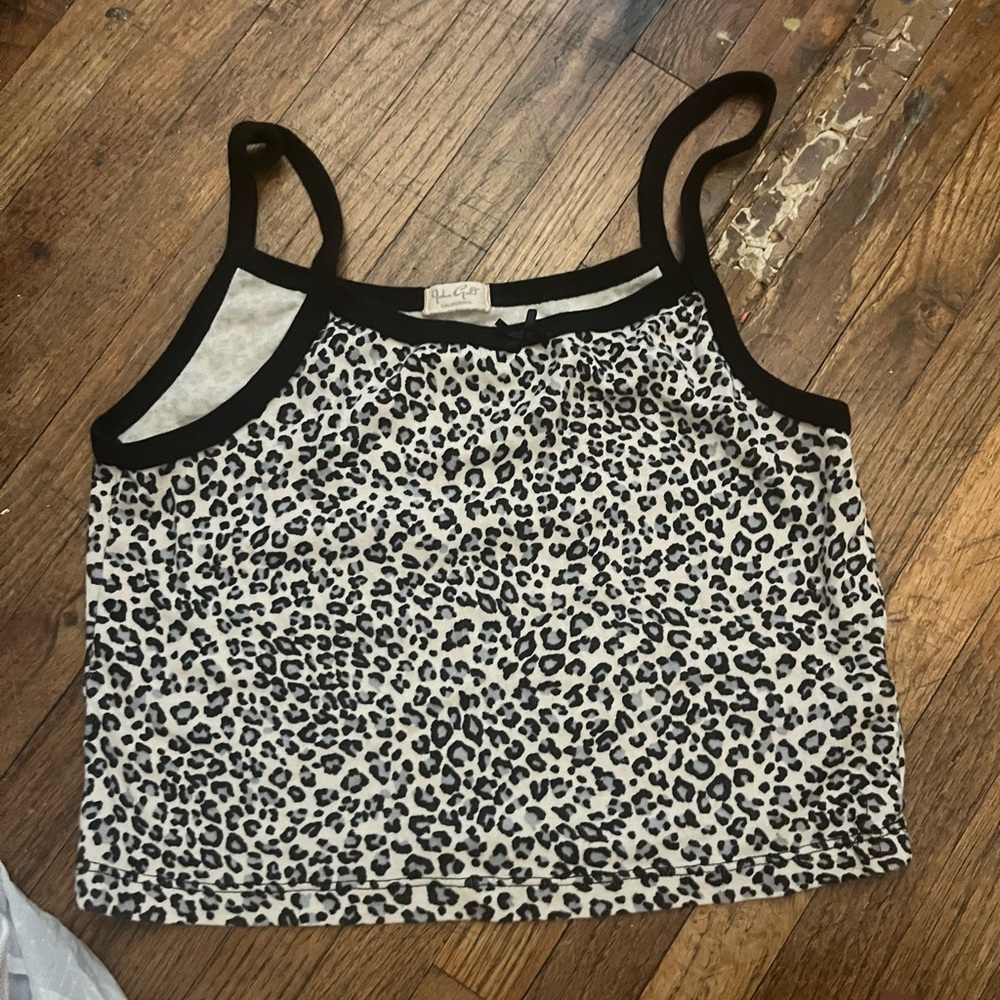 Brandy Melville Black and White Leopard Tank Top